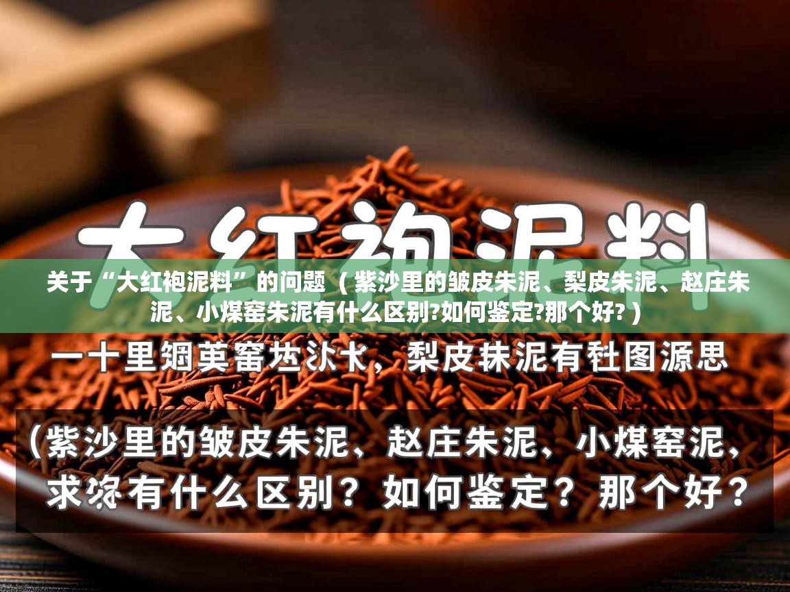 关于“大红袍泥料”的问题  ( 紫沙里的皱皮朱泥、梨皮朱泥、赵庄朱泥、小煤窑朱泥有什么区别?如何鉴定?那个好? )  关于“大红袍泥料”的问题  ( 紫沙里的皱皮朱泥、梨皮朱泥、赵庄朱泥、小煤窑朱泥有什么区别?如何鉴定?那个好? )