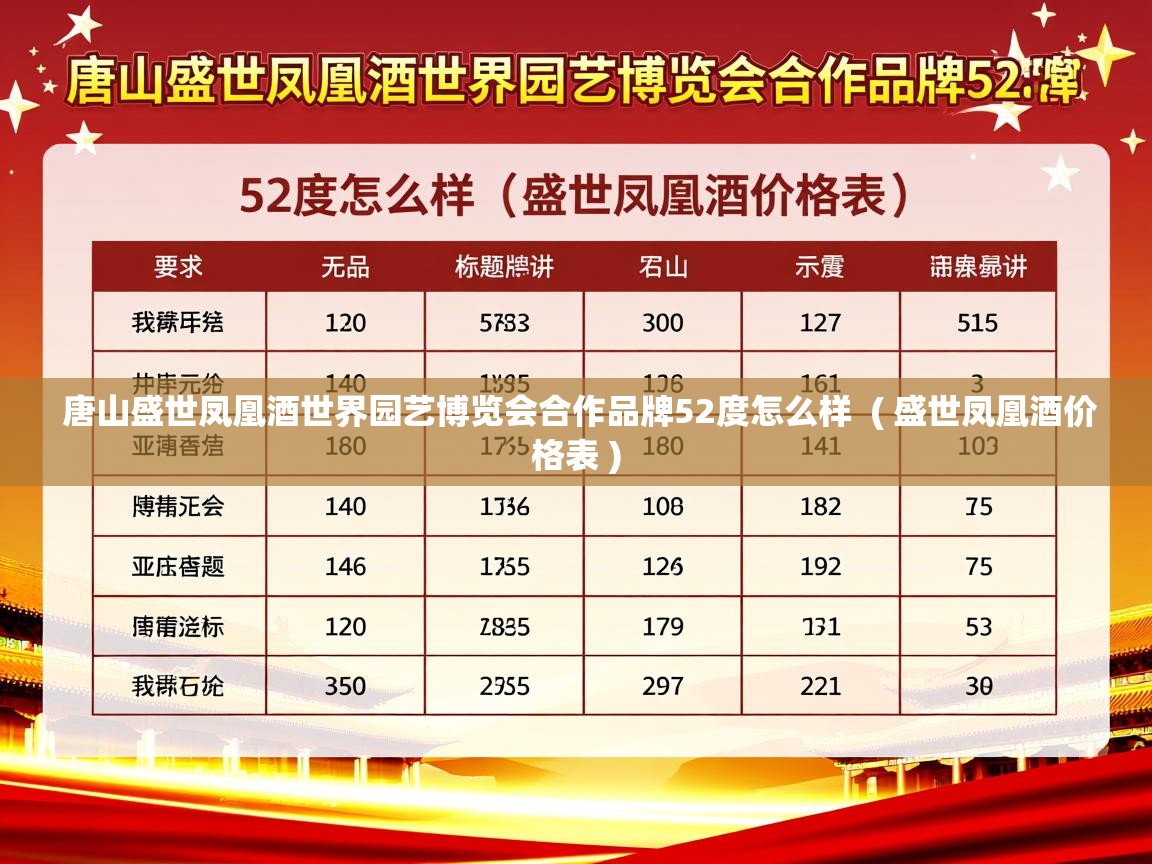 唐山盛世凤凰酒世界园艺博览会合作品牌52度怎么样  ( 盛世凤凰酒价格表 )  唐山盛世凤凰酒世界园艺博览会合作品牌52度怎么样  ( 盛世凤凰酒价格表 )